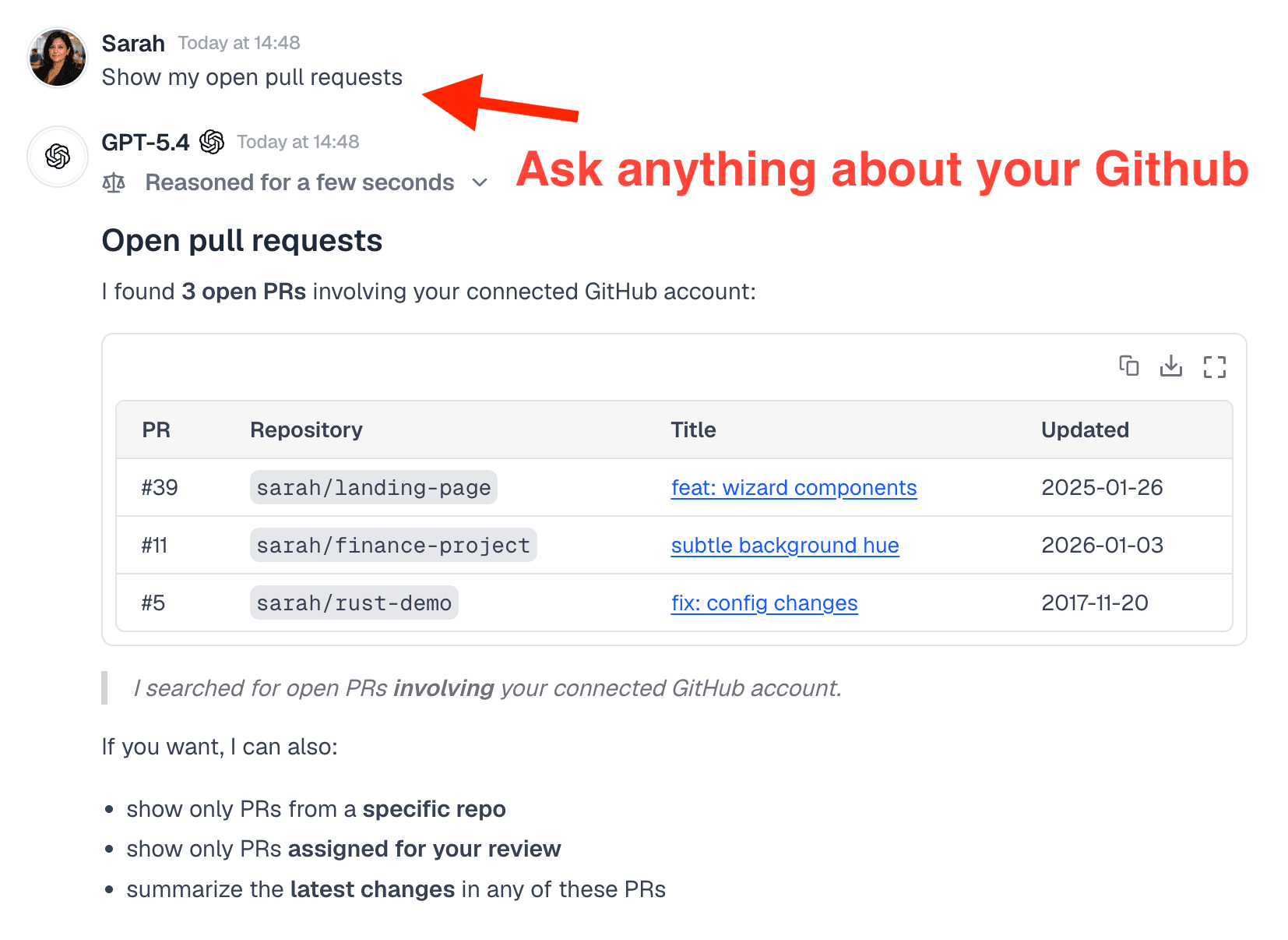 Search repos and issues in plain English
